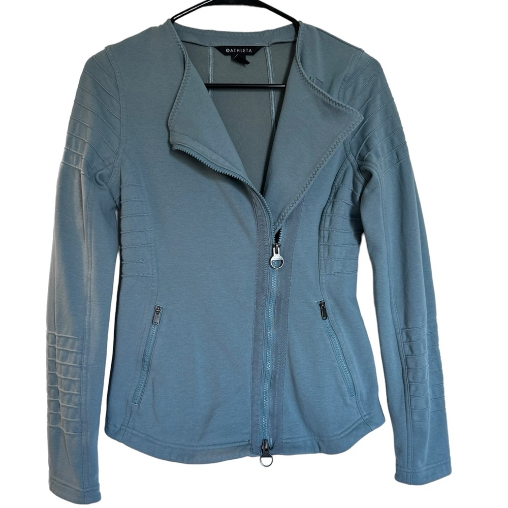 Athleta Moto Jacket Zip Up Blue/Grey Size XS Women’s